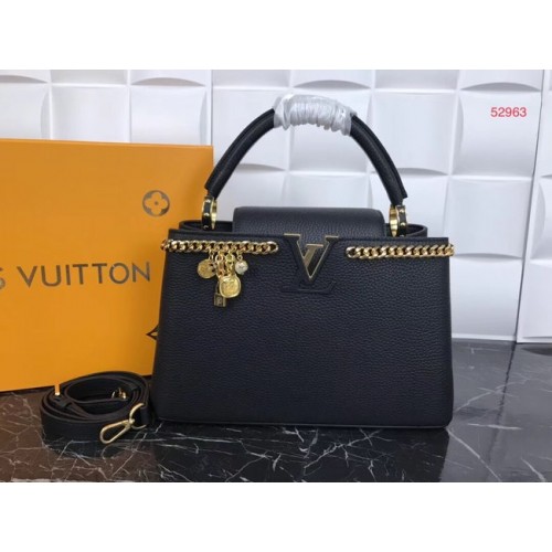 Louis Vuitton Original Leather CAPUCINES PM M52963 Black