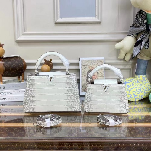 Louis Vuitton crocodile skin CAPUCINES BB M48865 Light Gray