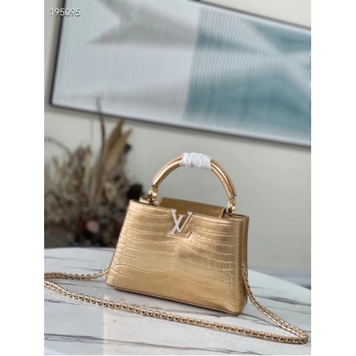 Louis Vuitton crocodile skin CAPUCINES BB M48865 gold