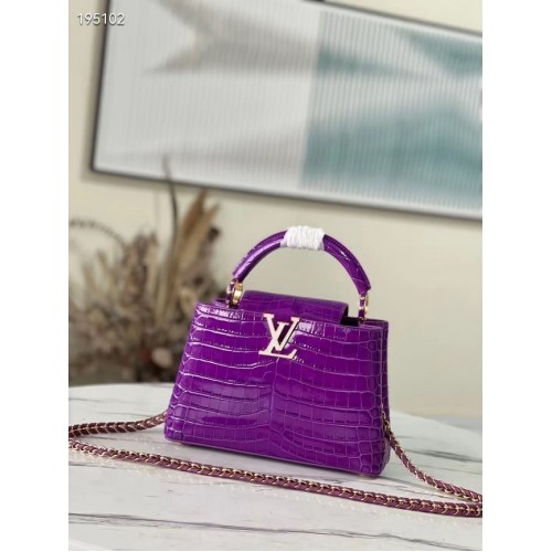 Louis Vuitton crocodile skin CAPUCINES BB M48865 purple