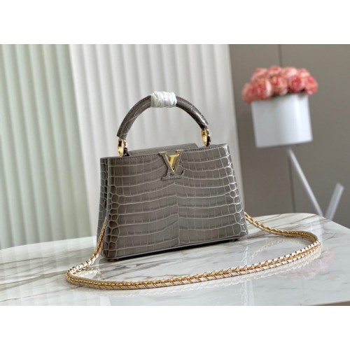 Louis Vuitton crocodile skin CAPUCINES BB M81190 gray