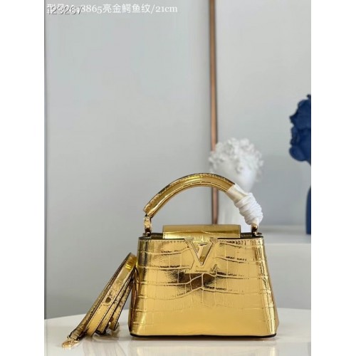 Louis Vuitton crocodile skin CAPUCINES MINI M48865 gold