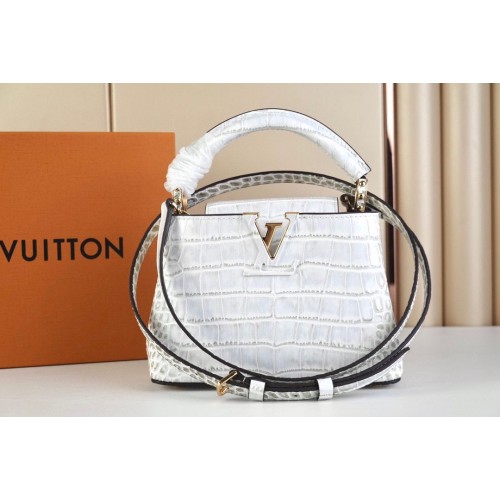 Louis Vuitton crocodile skin CAPUCINES MINI M48865 light gray