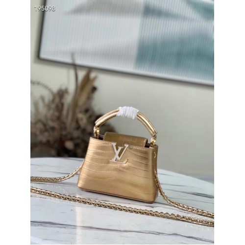 Louis Vuitton crocodile skin CAPUCINES MINI M81190 gold