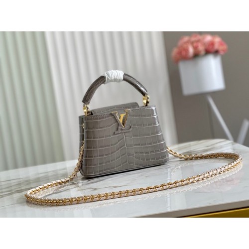 Louis Vuitton crocodile skin CAPUCINES MINI M81190 gray