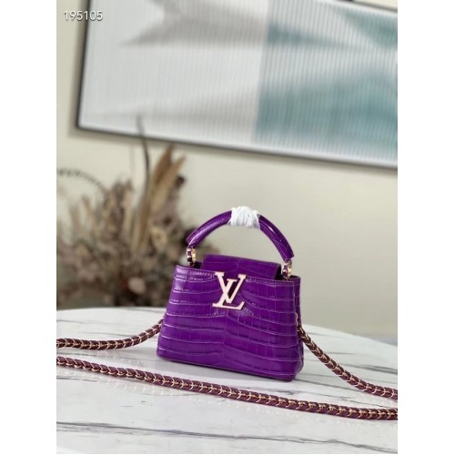 Louis Vuitton crocodile skin CAPUCINES MINI M81190 purple