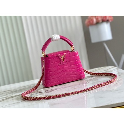 Louis Vuitton crocodile skin CAPUCINES MINI M81190 rose