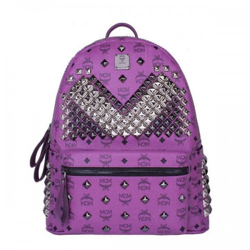 MCM Medium Stark Front Studs Backpack MC4237 Purple