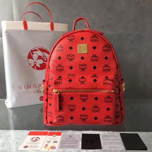MCM Medium Top Studs Backpack MCM0039 Red