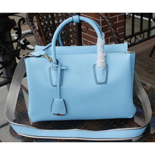 MCM Milla Tote Bag Calfskin Leather MCM1180 Light Blue