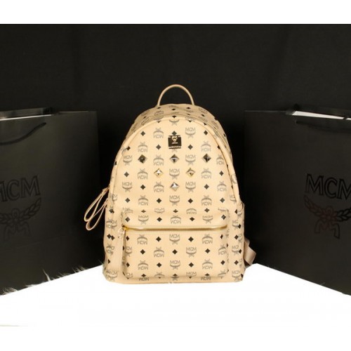 MCM Stark Backpack Jumbo in Calf Leather 8006 Apricot