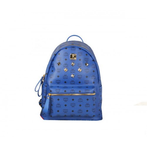 MCM Stark Backpack Jumbo in Calf Leather 8006 Blue