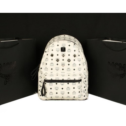 MCM Stark Backpack Jumbo in Calf Leather 8006 White