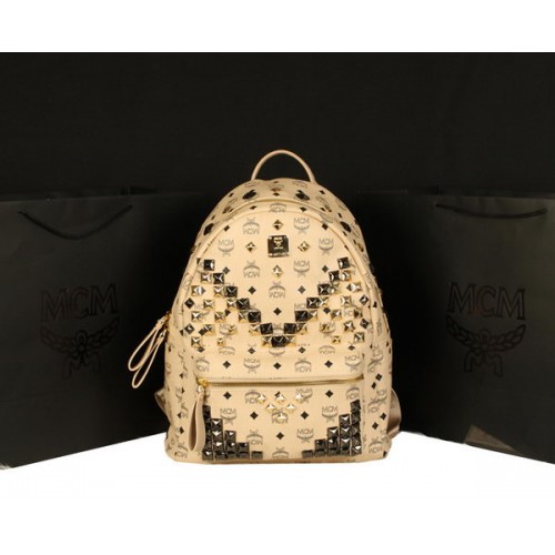 MCM Stark Backpack Jumbo in Calf Leather 8100 Apricot