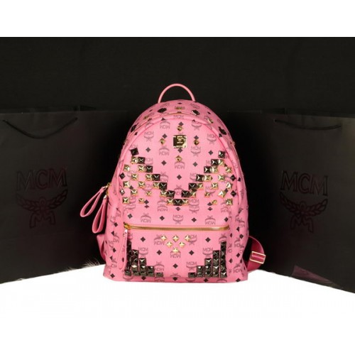 MCM Stark Backpack Jumbo in Calf Leather 8100 Pink