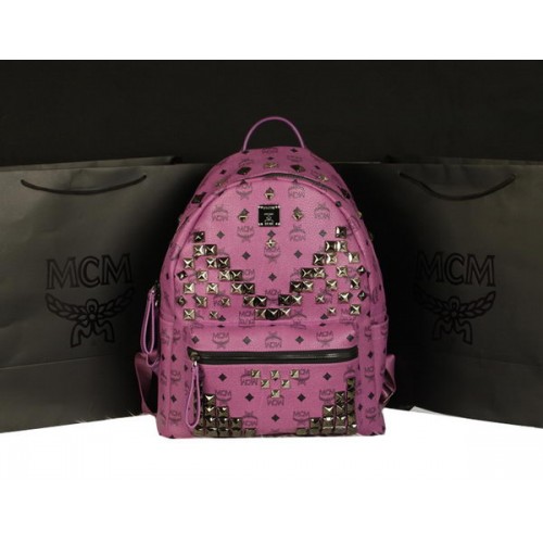 MCM Stark Backpack Jumbo in Calf Leather 8100 Purple