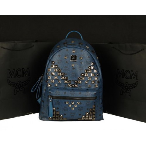 MCM Stark Backpack Jumbo in Calf Leather 8100 RoyalBlue