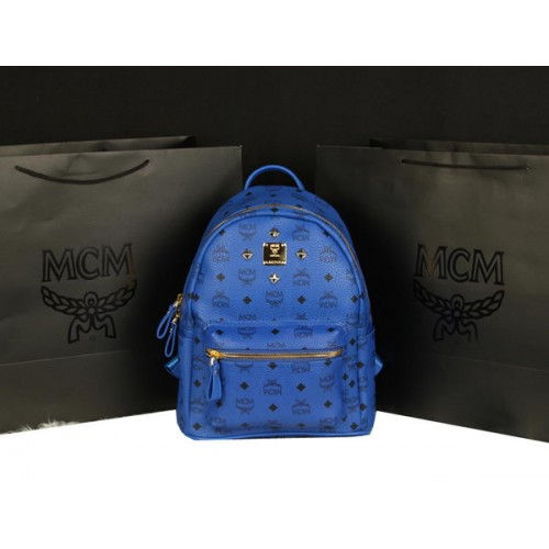 MCM Stark Backpack Large in Calf Leather 8004 Blue