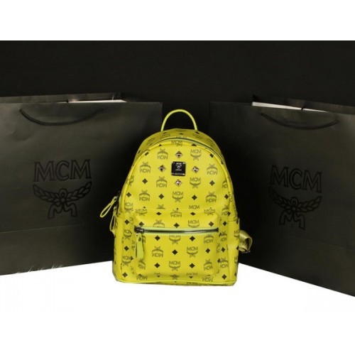 MCM Stark Backpack Large in Calf Leather 8004 Lemon