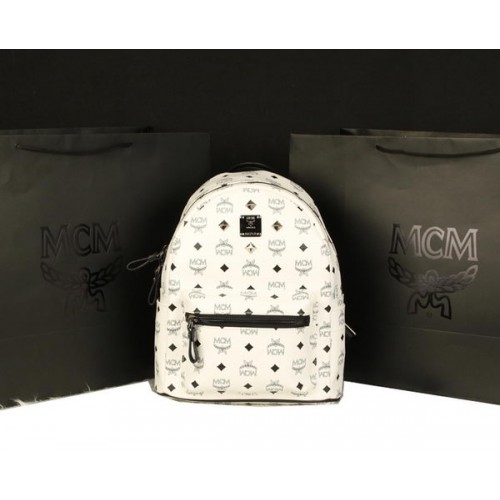 MCM Stark Backpack Large in Calf Leather 8004 White