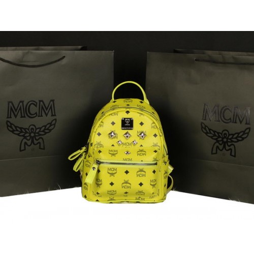 MCM Stark Backpack Medium in Calf Leather 8003 Lemon