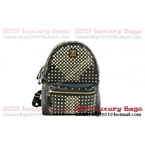 MCM Stark Backpack in Black Grainy Leather