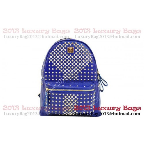 MCM Stark Backpack in RoyalBlue Grainy Leather