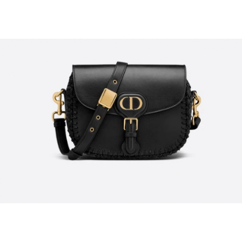 MEDIUM DIOR BOBBY BAG Black Grained Calfskin with Whipstitched Seams M9319UB