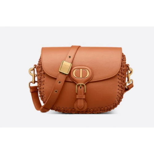 MEDIUM DIOR BOBBY BAG Dark Tan Grained Calfskin with Whipstitched Seams M9319U