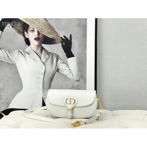 MEDIUM DIOR BOBBY BAG Warm Taupe Box Calfskin M9327 white