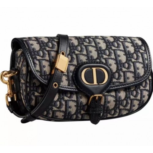 MEDIUM DIOR BOBBY BAG Warm Taupe Box Embroidery M9327 dark blue