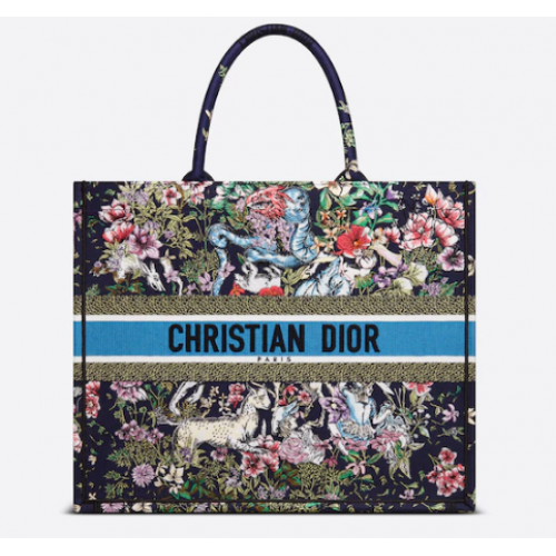 MEDIUM DIOR BOOK TOTE Blue Multicolor D-Constellation Embroidery M1296ZRUV-5