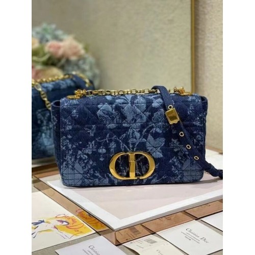 MEDIUM DIOR CARO BAG Blue Dior Flowers Cannage Denim M9243UJ