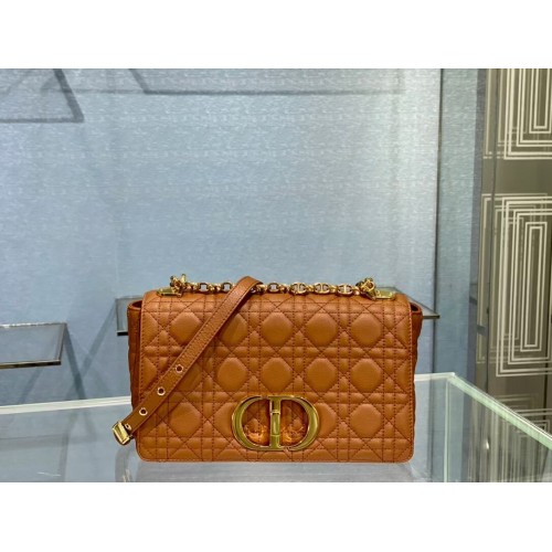 MEDIUM DIOR CARO BAG Soft Cannage Calfskin M9242 brown