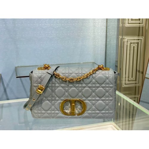 MEDIUM DIOR CARO BAG Soft Cannage Calfskin M9242 grey