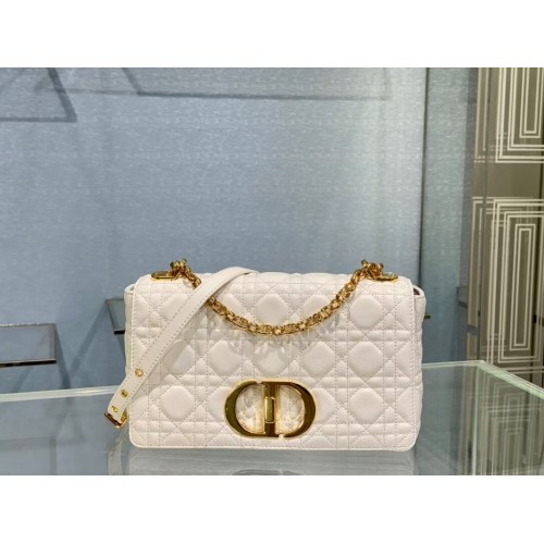 MEDIUM DIOR CARO BAG Soft Cannage Calfskin M9242 white