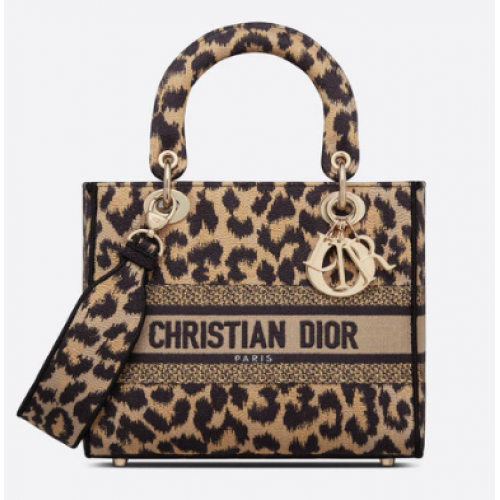 MEDIUM LADY D-LITE BAG Beige Multicolor Mizza Embroidery M0565O