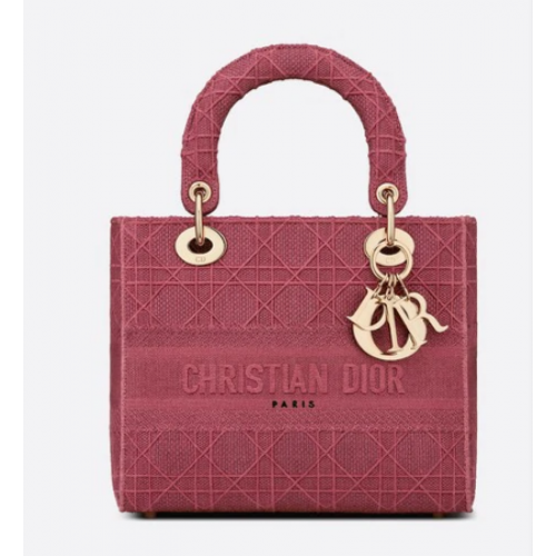 MEDIUM LADY D-LITE BAG Mallow Rose Cannage Embroidery M0565OREY