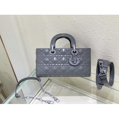 MEDIUM LADY DIOR BAG Cannage Lambskin C2811 gray