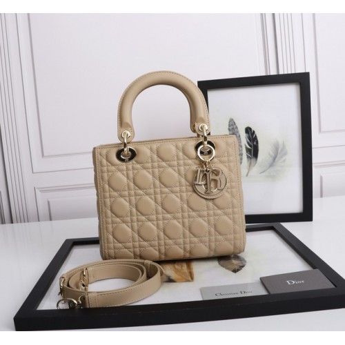 MEDIUM LADY DIOR BAG Cannage Lambskin M0565E apricot