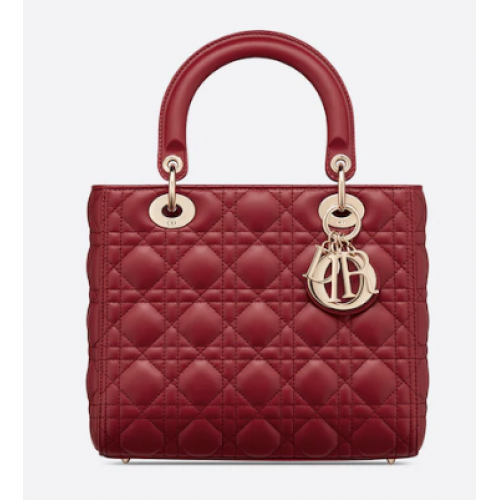 MEDIUM LADY DIOR BAG Cherry Red Cannage Lambskin M0565O