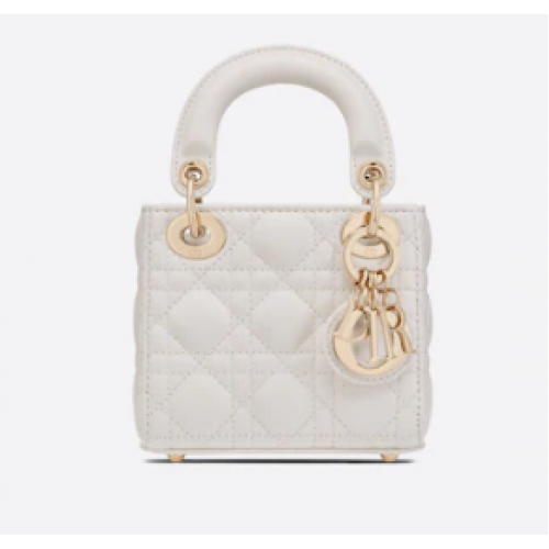 MICRO LADY DIOR BAG Scarlet Cannage Lambskin S0856O white&gold