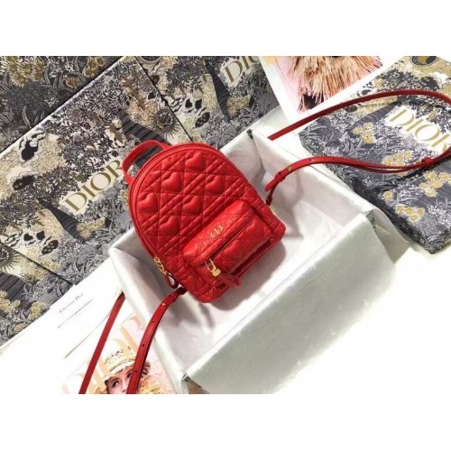 MINI DIOR BACKPACK Cannage Lambskin M9222 red