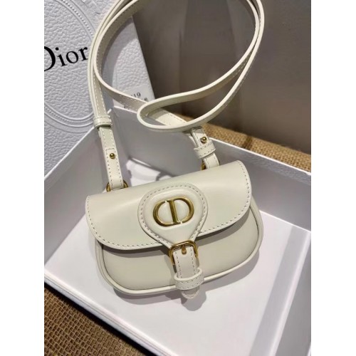 MINI DIOR BOBBY BAG Warm Taupe Box Calfskin S5109U WHITE