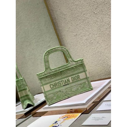 MINI DIOR BOOK TOTE Embroidery S5475Z green
