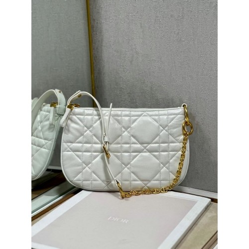 MINI DIOR CARO TULIP BAG Latte Quilted Macrocannage Calfskin S5139BF