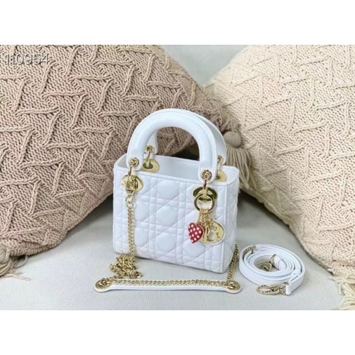 MINI LADY DIOR BAG Cannage Lambskin M0505OC white