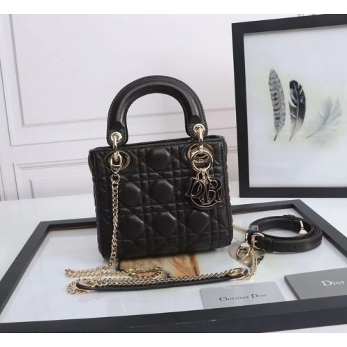 MINI LADY DIOR BAG Lambskin M0566OE black&gold