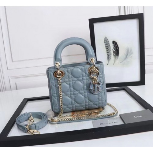 MINI LADY DIOR BAG Lambskin M0566OE light blue