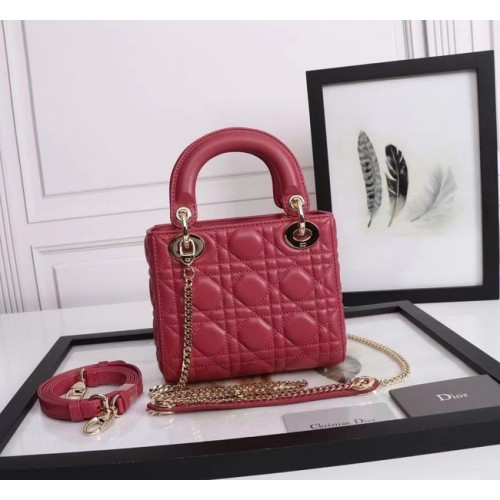 MINI LADY DIOR BAG Lambskin M0566OE red